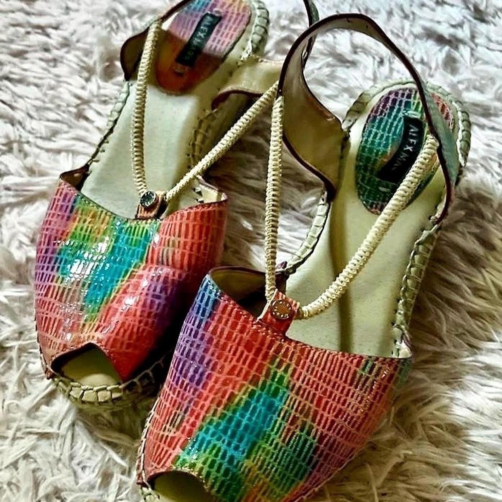 Rainbow Colorful Bright Summer Espadrille Sandal Womens 8 Pride Ally Dopamine